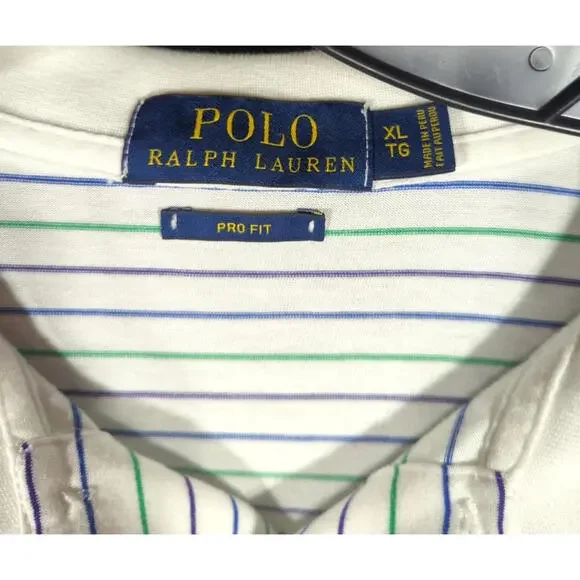 Polo Ralph Lauren Striped Pattern Collared Polo Shirt XL Short Sleeve 100 Cotton - Picture 2 of 9